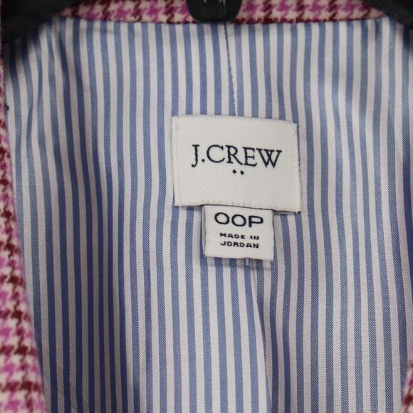 J Crew Blazer Women 00P Plaid Houndstooth One Button Wool Blend Classic tweed - Picture 4 of 12